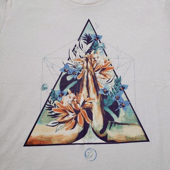 Boho Beautiful Anjali Eco Praying Hands Graphic T-shirt Soft Cotton White Size S - Picture 2 of 5